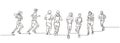 Continuous one line drawing of people running. Concept of sport theme