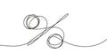 Continuous one line drawing of percent sign, Minimalist contour vector illustration made of single thin line