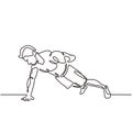 Continuous one line drawing of person doing push up. Man exercise for healthy body and big and strength muscular with one hand.