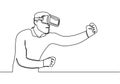 Continuous one line drawing of person with glasses device virtual reality or vr vector illustration Royalty Free Stock Photo