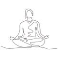 Continuous one line drawing of person sitting in lotus position for yoga exercise or meditation. Vector illustration minimalism Royalty Free Stock Photo