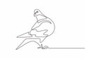 Continuous one line drawing. Pigeon animal bird logo. Black and white vector illustration. Concept for logo, card, banner, poster