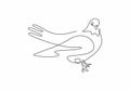 Continuous one line drawing. Pigeon animal bird logo. Black and white vector illustration. Concept for logo, card, banner, poster