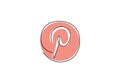 Continuous one line drawing of pinterest icon. Popular social network logo symbol. Pinterest is a web and mobile application