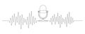 Continuous one line drawing of podcast microphone and sound wave with different amplitude. Vintage mike in simple linear Royalty Free Stock Photo