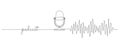 Continuous one line drawing of podcast microphone and sound wave. Vintage old mike in simple linear style for banner Royalty Free Stock Photo