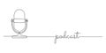 Continuous one line drawing of podcast microphone. Vintage mike in simple linear style for banner music, webinar, online Royalty Free Stock Photo
