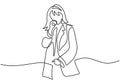 Continuous one line drawing of pretty woman wearing blazer. Young beautiful lady with blazer or outer look very elegant. Two in Royalty Free Stock Photo