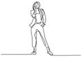 Continuous one line drawing of pretty woman wearing blazer. Young beautiful lady with blazer or outer look very elegant. Two in Royalty Free Stock Photo