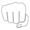 Continuous one line drawing of punch fist hand gesture. Sign or symbol of power, hitting, attack, force. Communication Royalty Free Stock Photo