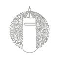 Continuous one line drawing punching bag isolated. Hitting bag for boxing training. Boxing equipment exercise. Swirl curl circle