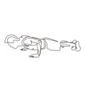 Continuous one line drawing of push up person. Man doing exercise at gym. Vector illustration minimalism sport theme design