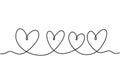 Continuous one line drawing ranks of heart symbol vector. Abstract sketch silhouette hand drawn love simplicity style Royalty Free Stock Photo