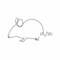 Continuous one line drawing rat mouse minimalism. Single hand drawn sketch beast animal pet. Symbol of 2020 new year Royalty Free Stock Photo