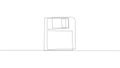 Continuous one line drawing of retro old classic 3.5 inch floppy disk. Vintage file storage diskette item concept drawn