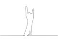 Continuous one line drawing rock on gesture symbol. Heavy metal hand gesture. Nonverbal signs or symbols. Hand variation shape Royalty Free Stock Photo