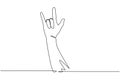 Continuous one line drawing rock on gesture symbol. Heavy metal or resistance hand gesture. Nonverbal signs or symbols. Hand Royalty Free Stock Photo