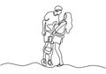 Continuous one line drawing of romantic couple. Concept of a man and girl falling in love and shows their emotions. Good for