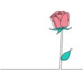 Continuous one line drawing of rose flower minimalism design vector illustration. Love and beauty symbol. Botanical garden element Royalty Free Stock Photo