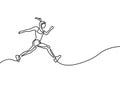 Continuous line drawing running woman , runner sport theme