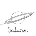 Continuous one line drawing Saturn Planet. Solar system. Vector