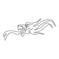 Continuous one line drawing of scary beast dragon for chinese ancient animal logo identity. Magical legend creature mascot concept