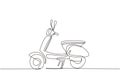 Continuous one line drawing Scooter transport icon. Modern scooters motorcycle for urban citizen. Cute stylish vintage retro