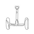 Continuous one line drawing of Segway icon isolated on white background. Self-balancing scooter symbol modern, simple