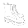 Continuous one line drawing shoes in style casual monochromatic illustration