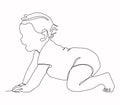 continuous one line drawing of side view of pretty baby. Royalty Free Stock Photo