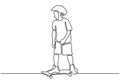 Continuous one line drawing of skateboard player. Sport vector illustration theme. Person playing game for exercise and hobby