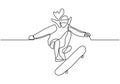 Continuous one line drawing of skateboard player. Sport vector illustration theme. Person playing game for exercise and hobby
