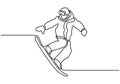 Continuous one line drawing of snowboarding vector illustration. Person doing winter sport