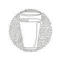 Continuous one line drawing soft drink in glass. Cold soda to crave for refreshing feeling. Drink to quench thirst. Swirl curl Royalty Free Stock Photo