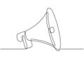 Continuous one line drawing of speaker horn or megaphone