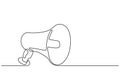 Continuous one line drawing of speaker horn symbol of announcement and job hiring