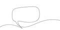 Continuous one line drawing of speech bubble, Black and white graphics vector minimalist linear illustration