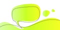 Continuous one line drawing of speech bubble on bright fresh green gradient abstract shape, Vector minimalist