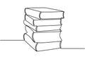 Continuous one line drawing stack of books. Vector illustration minimalist linear hand drawn