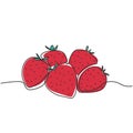 Continuous one line drawing of strawberry fruits vector illustration. Healthy food concept