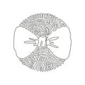 Continuous one line drawing stylish bow tie icon. Realistic formal wear for official event. Elegant clothes object. Swirl curl