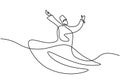 Continuous one line drawing of sufi dancer. Islamic traditional whirling dervish. Traditional Sema dancing minimalist design. One