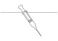 Continuous one line drawing of syringe with needle vector. Medical equipment or tools illustration hand drawn