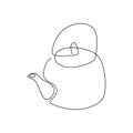 continuous one line drawing of the teapot kitchen appliance