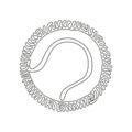 Continuous one line drawing Tennis ball. Game, sport, competing, round. Yellow tennis ball made of felt and rubber. Swirl curl Royalty Free Stock Photo