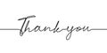 Continuous one line drawing of thank you text. Vector minimalist script lettering with minimalism contour trendy. Sign for banner