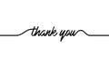 Continuous one line drawing of thank you text. Vector minimalist script lettering with minimalism contour trendy. Sign for banner