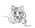 Continuous one line drawing Tiger symbol logo