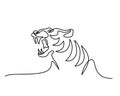 Continuous one line drawing Tiger symbol logo