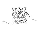 Continuous one line drawing Tiger symbol logo